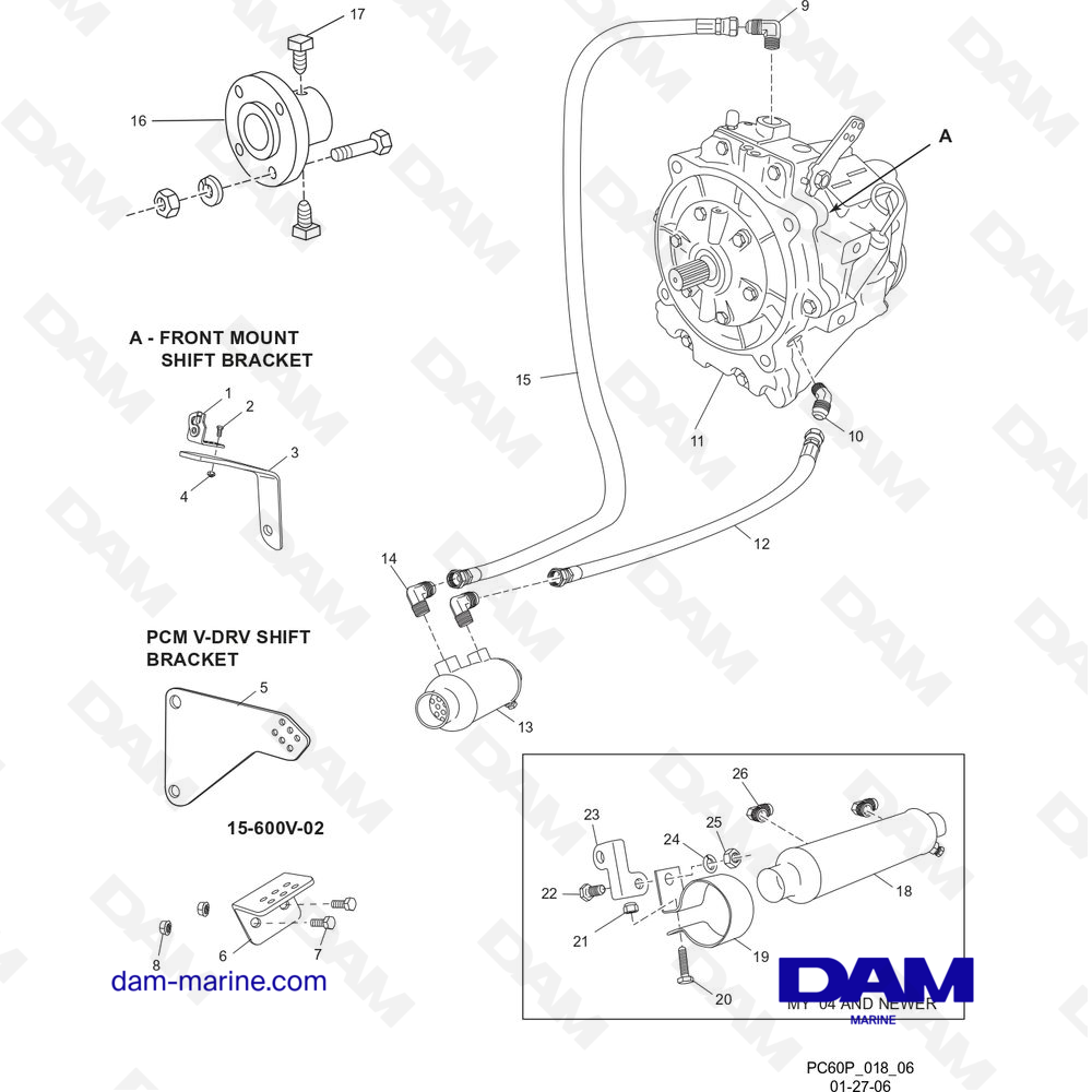 Parts and exploded views for PCM 330 Excalibur boat engines